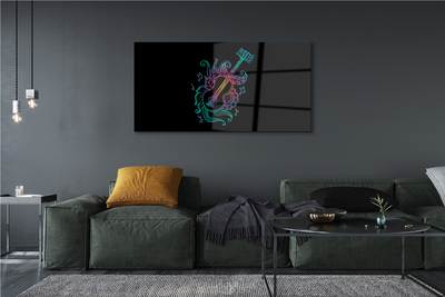 Pintura acrílica Partitura colorida para violão