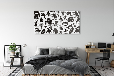 Pintura acrílica Criaturas pretas com fundo branco