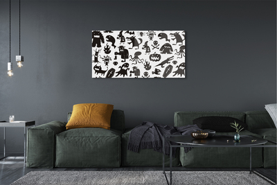 Pintura acrílica Criaturas pretas com fundo branco