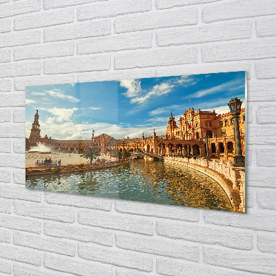 Pintura acrílica Arquitetura da Praça do Mercado Antigo da Espanha