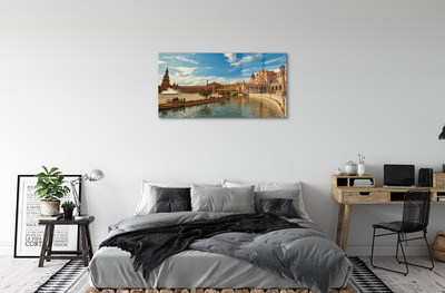 Pintura acrílica Arquitetura da Praça do Mercado Antigo da Espanha