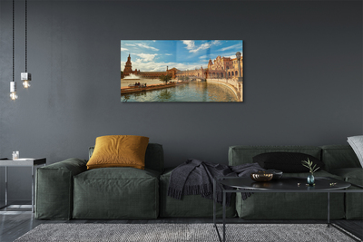 Pintura acrílica Arquitetura da Praça do Mercado Antigo da Espanha