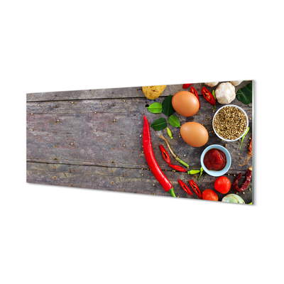 Quadro acrílico Folhas de berinjela e pimenta