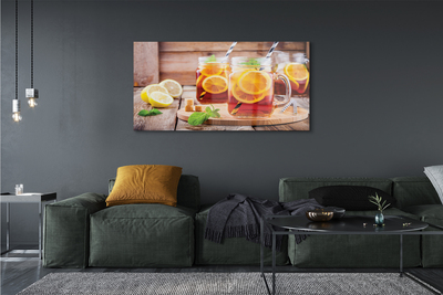 Pintura acrílica Chá frio com canudos cítricos