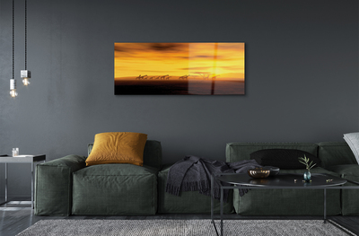 Pintura acrílica Girafa árvore nuvens céu