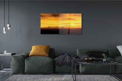 Pintura acrílica Girafa árvore nuvens céu