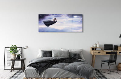 Quadro acrílico Céu de fadas nuvens lua