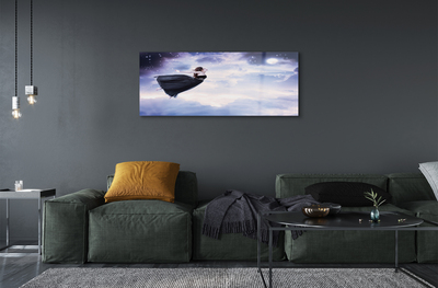 Quadro acrílico Céu de fadas nuvens lua