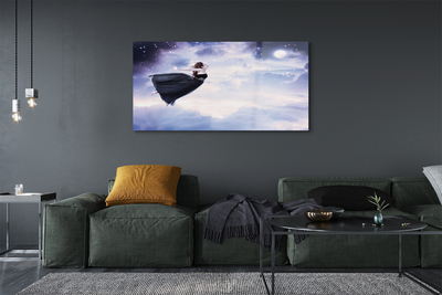 Quadro acrílico Céu de fadas nuvens lua
