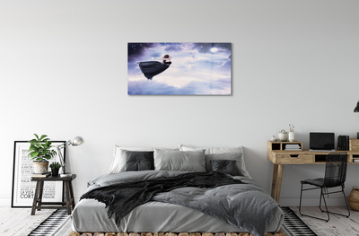 Quadro acrílico Céu de fadas nuvens lua