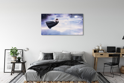 Quadro acrílico Céu de fadas nuvens lua