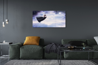 Quadro acrílico Céu de fadas nuvens lua