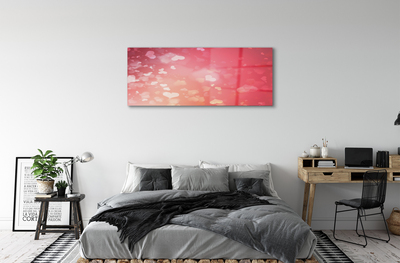 Quadro acrílico Corações fundo vermelho
