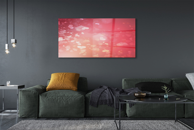 Quadro acrílico Corações fundo vermelho