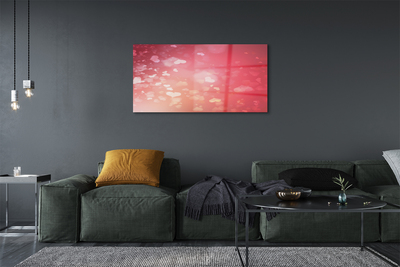 Quadro acrílico Corações fundo vermelho