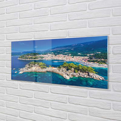 Quadro acrílico Panorama da cidade e mar da Grécia