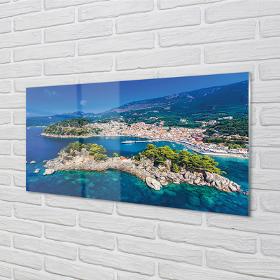 Quadro acrílico Panorama da cidade e mar da Grécia