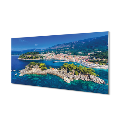 Quadro acrílico Panorama da cidade e mar da Grécia
