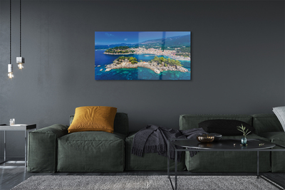 Quadro acrílico Panorama da cidade e mar da Grécia