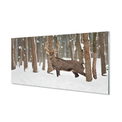 Quadro acrílico Floresta de inverno de veados
