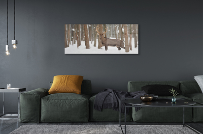 Quadro acrílico Floresta de inverno de veados