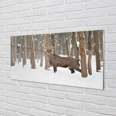 Quadro acrílico Floresta de inverno de veados