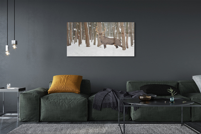 Quadro acrílico Floresta de inverno de veados