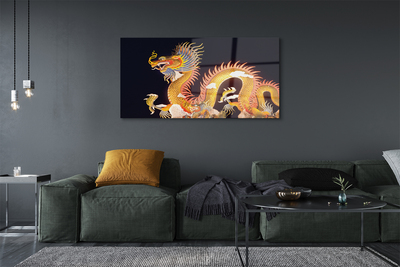 Quadro acrílico Dragão Japonês Dourado