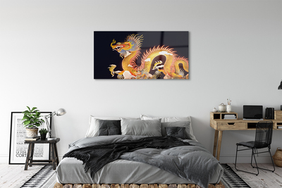 Quadro acrílico Dragão Japonês Dourado