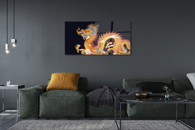 Quadro acrílico Dragão Japonês Dourado