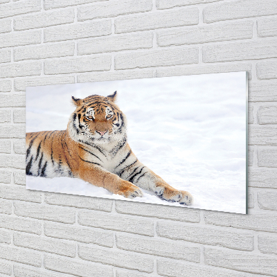 Quadro acrílico Tigre de neve do inverno