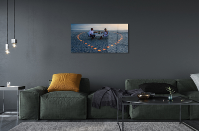 Pintura acrílica Coração de velas casal mar