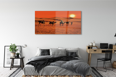 Pintura acrílica Camelos, pessoas, deserto, sol, céu