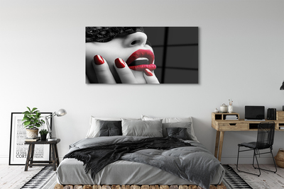 Pintura acrílica Lábios e unhas de mulher