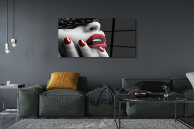 Pintura acrílica Lábios e unhas de mulher