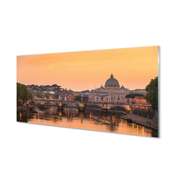 Quadro acrílico Roma Pôr do Sol Pontes Rio Edifícios