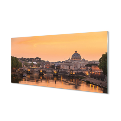 Quadro acrílico Roma Pôr do Sol Pontes Rio Edifícios