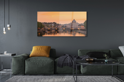 Quadro acrílico Roma Pôr do Sol Pontes Rio Edifícios