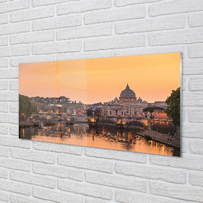 Quadro acrílico Roma Pôr do Sol Pontes Rio Edifícios
