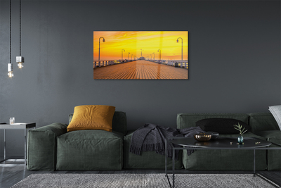 Quadro acrílico Pôr do sol no mar do cais de Gdansk