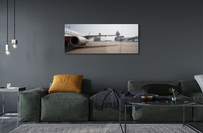 Pintura acrílica Edifícios de aviões, aeroporto, céu