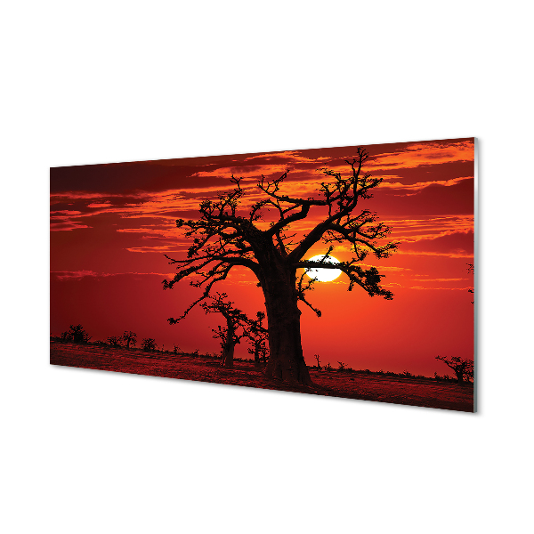 Pintura acrílica Árvores nuvens céu