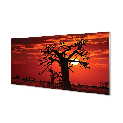 Pintura acrílica Árvores nuvens céu