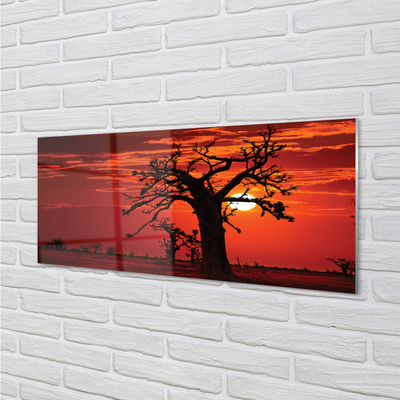 Pintura acrílica Árvores nuvens céu