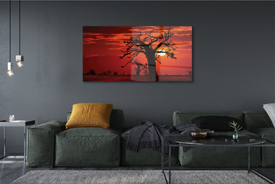 Pintura acrílica Árvores nuvens céu