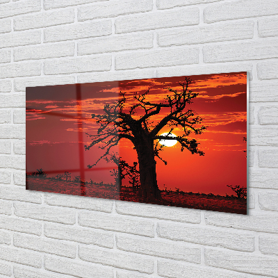 Pintura acrílica Árvores nuvens céu