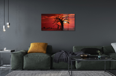 Pintura acrílica Árvores nuvens céu