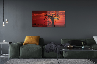 Pintura acrílica Árvores nuvens céu