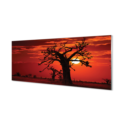 Pintura acrílica Árvores nuvens céu