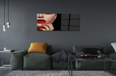 Pintura acrílica Mulher com lábios e unhas vermelhas